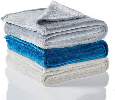 Penguin Home Dual Sided Solid Flannel Throw Blankets