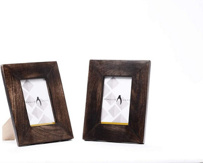 Penguin Home Handcrafted Solid Wood Rustic Effect Photo Frame