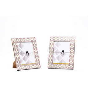 Penguin Home Handcrafted White & Pink Finish Photo Picture Frame