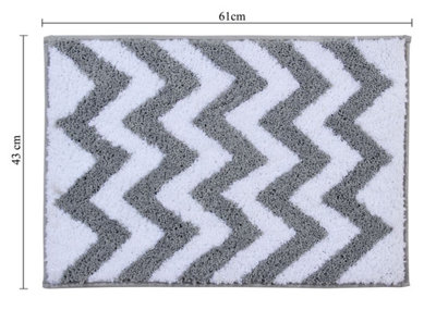 Penguin Home Microfiber Tufted Reversible Bath Mat - Waves and Rectangles