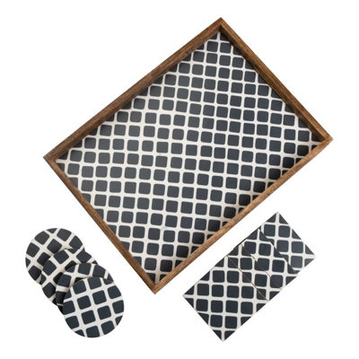 Penguin Home Moroccan Texture Serving Tray & Coasters Set