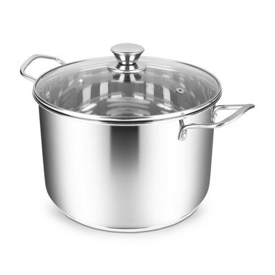 Penguin Home Professional Induction Safe Stainless Steel StockPot with Glass Lid