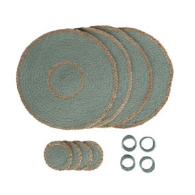Penguin Home Set of 12 Jute Placemats, Coasters and Napkin Rings