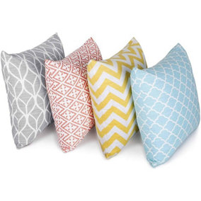 Penguin Home Set of 4 - Decorative Geometric Pattern Double Sided Square Cushion Covers