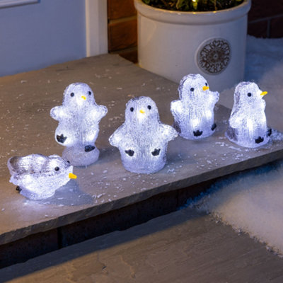 Penguin Light LED Christmas Decorations Indoor Outdoor Battery Operated Set of 5