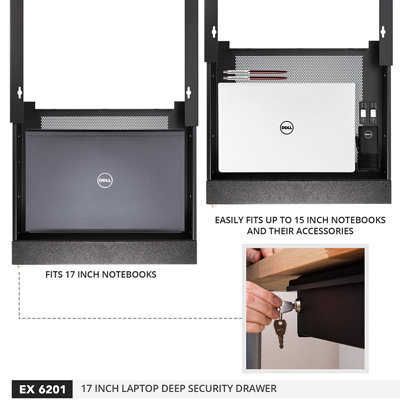Penn Elcom 17in Laptop Security Drawer Black EX-6201B