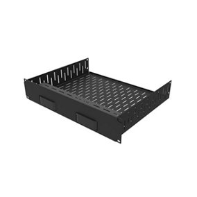 Penn Elcom 2U Vented Rack Shelf & Magnetic Faceplate For 2 x Apple TV R1498/2UK-ATV2