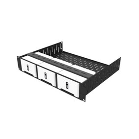 Penn Elcom 2U Vented Rack Shelf & Magnetic Faceplate For 3 x Sonos Connect R1498/2UK-SONOS3