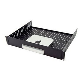 Penn Elcom 2U Vented Rack Shelf & Magnetic Faceplate For Mac Mini R1498/2UK-MACMINI13
