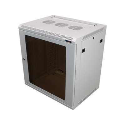 Penn Elcom Wall Mount Rack Enclosure 12U 450mm/17.72 Inch Deep M6 Rack Rail White Glass Door R6412W-M6