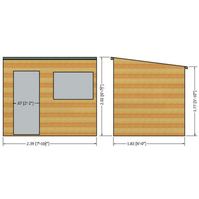 Pent Single Door Tongue and Groove Garden Shed Workshop Approx 8 x 6 Feet