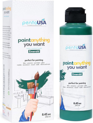 PENTAUSA All in One Paint - Waterproof Multi Surface Paint for Bathroom, Tile, Wet Surfaces, Kitchen Cabinet, Wood - (Emerald)