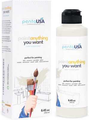 PENTAUSA All in One Paint - Waterproof Multi Surface Paint for Bathroom, Tile, Wet Surfaces, Kitchen Cabinet, Wood - Matte (Cream)