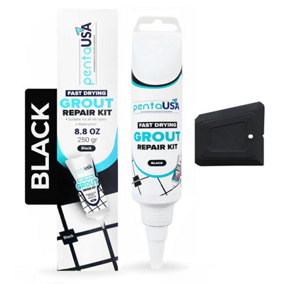 PentaUSA Grout Reviver - Grout Repair, Restore and Renew Tile Grout in Bathroom, Kitchen (250gr, Black)