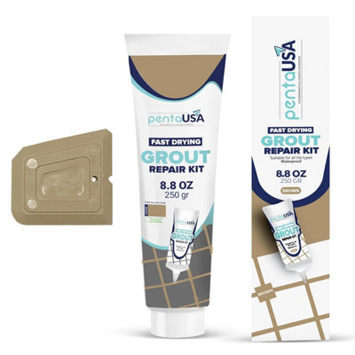 PentaUSA Grout Reviver - Grout Repair, Restore and Renew Tile Grout in Bathroom, Kitchen (250gr, Brown)