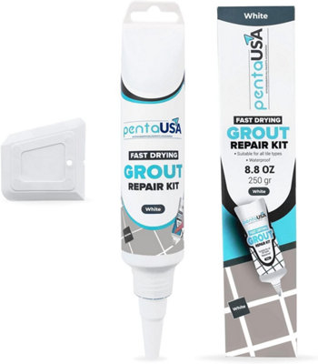 PentaUSA Grout Reviver - Grout Repair, Restore and Renew Tile Grout in Bathroom, Kitchen (250gr, White)