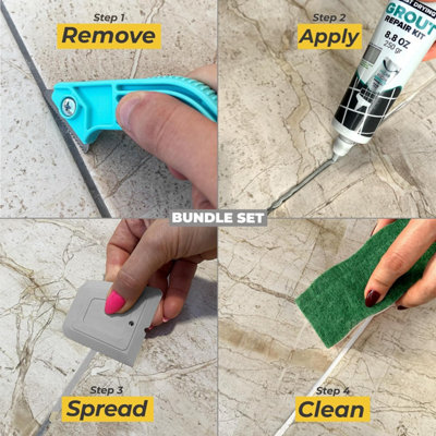 PentaUSA Grout Reviver Set, ReadyMix with Sponge, Rake, Floater, Grout ...