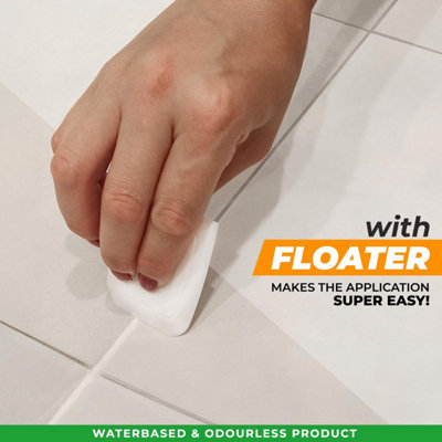 PentaUSA Grout Reviver Set, ReadyMix with Sponge, Rake, Floater, Grout repair, Revives Bathroom, Kitchen, Floor Tiles (White)