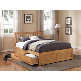 Pentre King 5ft Hardwood Oak Fixed Drawer Bed Frame