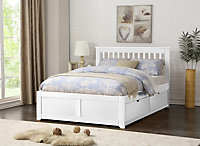 Pentre King Size 5ft Hardwood White Fixed Drawer Bed Frame