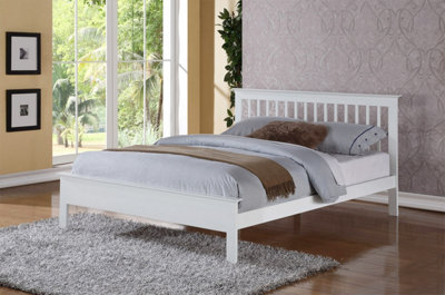 Pentre Small Double 4ft White Hardwood Bed Frame