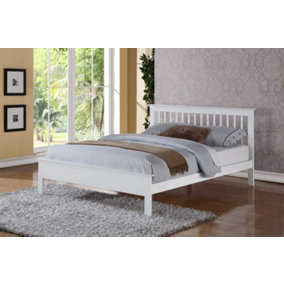 Pentre Small Double 4ft White Hardwood Bed Frame