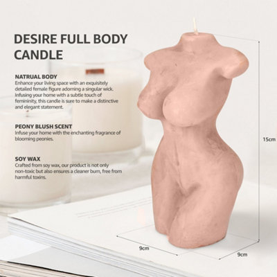 Peony Blush Desire Full Body Female Figure Candle - 4