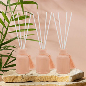 Peony & Blush Vintage Ribbed Glass Reed Diffusers Set of 3 Gift Set