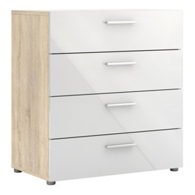 Pepe Chest of 4 Drawers in Oak with White High Gloss