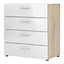 Pepe Chest of 4 Drawers in Oak with White High Gloss