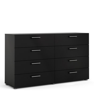 Pepe Wide Chest of 8 Drawers (4+4) in Black