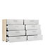 Pepe Wide Chest of 8 Drawers (4+4) in Oak with White High Gloss