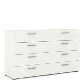 Pepe Wide Chest of 8 Drawers (4+4) in White Woodgrain