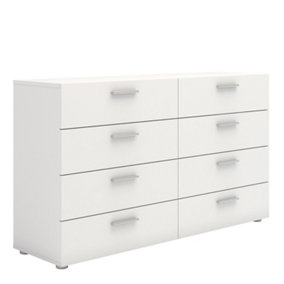 Pepe Wide Chest of 8 Drawers (4+4) in White