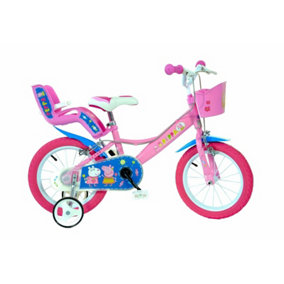 Peppa Pig 14" Childrens Bicycle w/ Removable Stabilisers - Dino Bikes