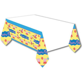 Peppa Pig Plastic Party Table Cover White/Yellow/Blue (One Size)