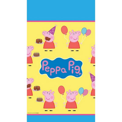 Peppa Pig Plastic Party Table Cover White/Yellow/Blue (One Size)