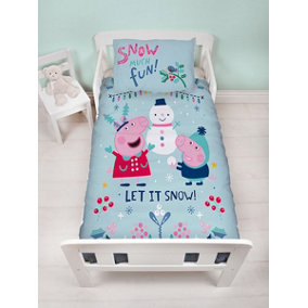 Peppa Pig Snowman Panel Junior Duvet Cover and Pillowcase Set