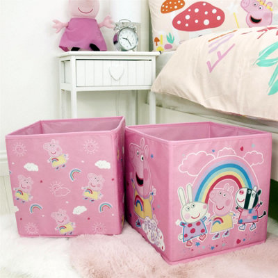 Peppa Pig Storage Box Stars Compact Foldable Kids Tidy Cube Shoe Space ...