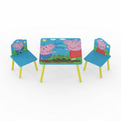 Peppa Pig Table and 2 Chairs, Yellow, Blue, Childs, 18m to 6 yrs