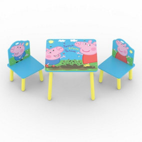 Peppa Pig Table and 2 Chairs, Yellow, Blue, Childs, 18m to 6 yrs