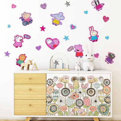 Peppa Pig Wall Sticker Pack Children's Bedroom Nursery Playroom Décor Self-Adhesive Removable