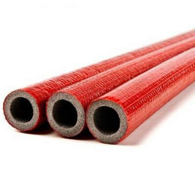 PEPTE 10 Meters of RED 15mm Extra Strong Pipe Foam Insulation Lagging Wrap 6mm Thick