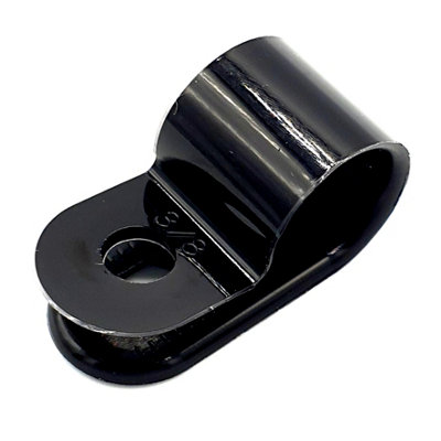 PEPTE 100 x 19mm Plastic Electrical Cable Pipe P-Clips Nylon Black Clamps