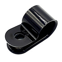 PEPTE 100 x 25mm Plastic Electrical Cable Pipe P-Clips Nylon Black Clamps