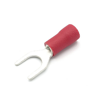 PEPTE 100 x 3.2mm Red Cable Crimp Fork Spade Terminals Connectors