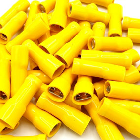 PEPTE 100 x 6.3x0.8mm Yellow Fully Insulated Female Push-On Disconnects Terminals