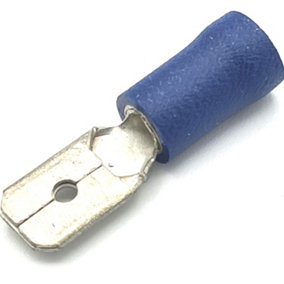 PEPTE 100 x Blue 1.5-2.5mm2 Pre-Insulated Male Push-On Crimp Tab Terminals