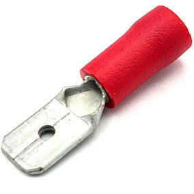 PEPTE 100 x Red 0.5-1.5mm2 Pre-Insulated Male Push-On Crimp Tab Terminals