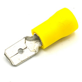 PEPTE 100 x Yellow 4-6mm2 Pre-Insulated Male Push-On Crimp Tab Terminals